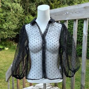 Pull&Bear⎪Polka Dot Printed Organza Shirt